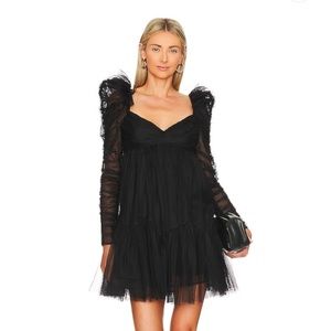 Zimmermann Tulle Ruched Mini Dress in Black